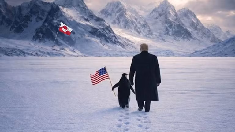Bức ảnh ông Trump và chú chim cánh cụt được Nhà Trắng công bố trên mạng xã hội. Ảnh: X.