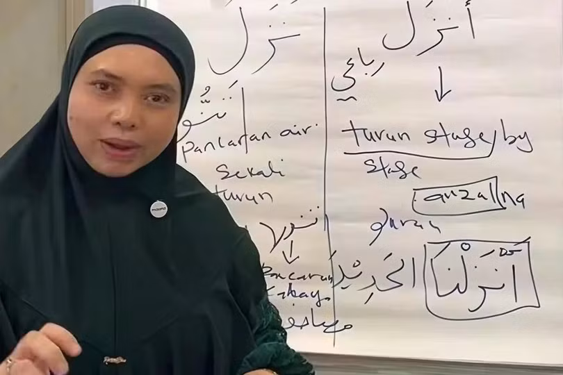Hình ảnh trích từ một bài giảng trực tuyến của học giả người Malaysia gây tranh cãi Solehah Yaacob. Nguồn: FB.