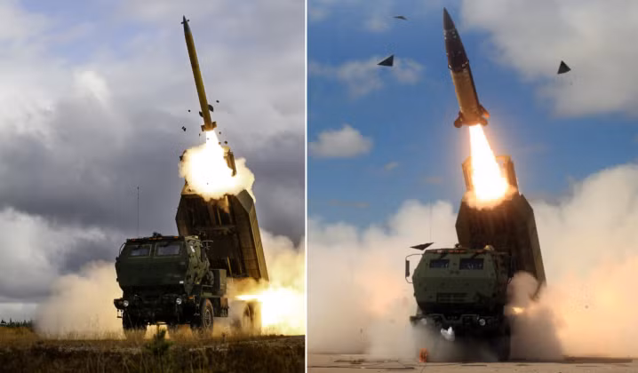 Tên lửa (bên trái) và tên lửa đạn đạo phóng từ hệ thống HIMARS. Ảnh: MW.