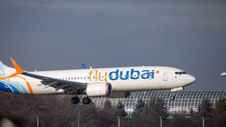 Máy bay chở khách thương mại của hãng hàng không Fly Dubai. Ảnh: Getty.