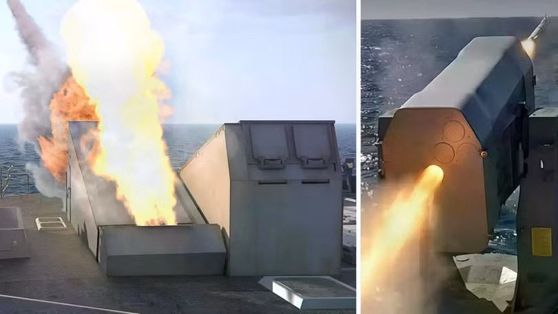 Bệ phóng tên lửa trên boong (trái) và RTX (phải). Ảnh: BAE Systems.