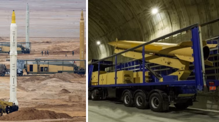 Tên lửa Sejil và căn cứ tên lửa ngầm của Iran. Ảnh: MW.