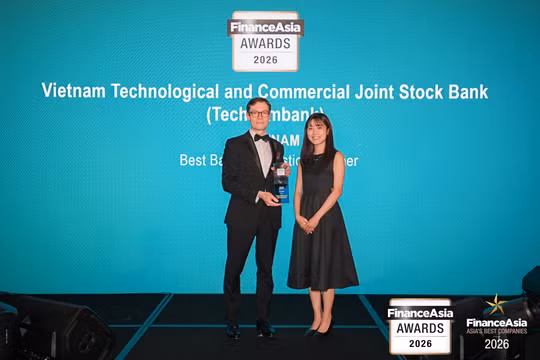 Techcombank lập kỷ lục 4 năm liên tiếp được vinh danh “Ngân hàng tốt nhất Việt Nam” bởi FinanceAsia 