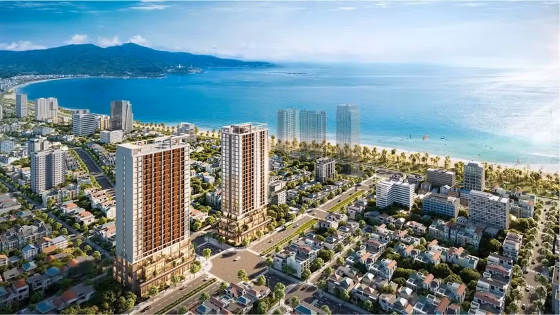 Trước đó, dự án Sun Costa Residence từng gây sốt thị trường khi đủ điều kiện ký Hợp đồng mua bán chỉ sau đúng 1 tháng ra mắt thị trường (ra mắt tháng 5/2025, đến tháng 6 đã đủ điều kiện). Tọa lạc trên tuyến đường Vương Thừa Vũ không xa sông Hàn và cận biển Mỹ Khê, Sun Costa Residence, với 2 tòa tháp căn hộ cao 25 tầng và 3 tầng hầm, là dự án BĐS dòng tiền tiên phong tại Đà Nẵng. Ảnh: Sun Property.