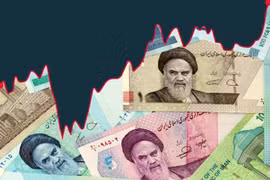 Đồng tiền của Iran đã rớt xuống mức thấp kỷ lục, vượt mức 2 triệu rial đổi 1 USD. Ảnh: AJ.