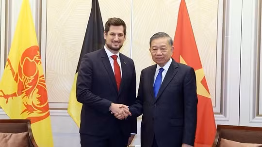 Tổng bí thư, Chủ tịch nước Tô Lâm tiếp Bộ trưởng - Thủ hiến vùng Wallonie. Ảnh: TTXVN.