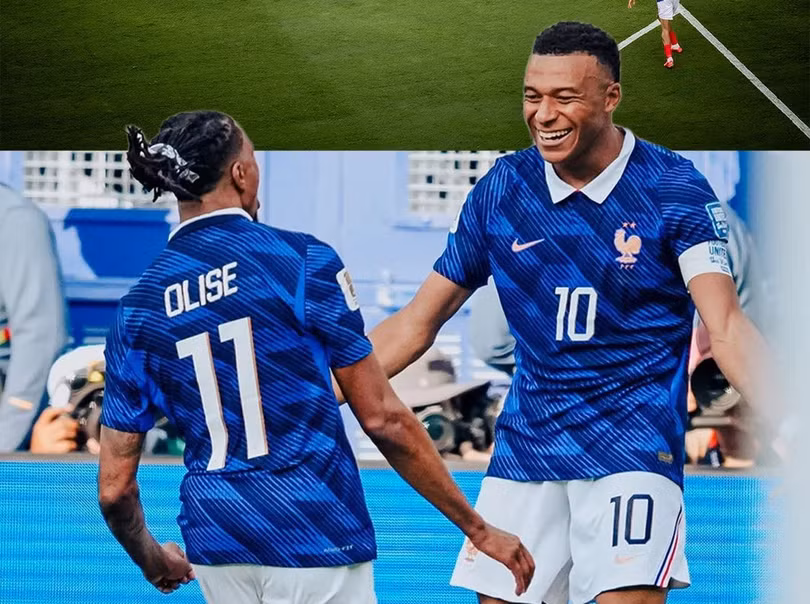 Mbappe và Olise, hai ngôi sao sáng nhất của tuyển Pháp đều dính vào rắc rối không mong muốn trước trận tứ kết. Ảnh: FFF.