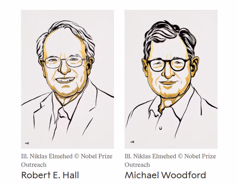 Hai nhà kinh tế Mỹ được trao giải Nobel kinh tế 2026. Ảnh: Nobel Committee.