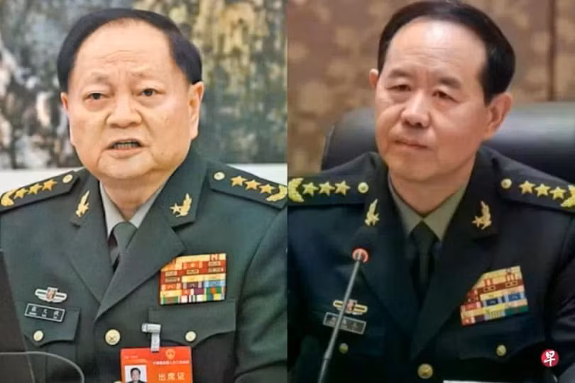 Hội nghị Bộ Chính trị ĐCS Trung Quốc đã quyết định khai trừ Đảng hai ông Trương Hựu Hiệp (trái), Lưu Chấn Lập, chuyển các vấn đề có dấu hiệu cấu thành tội phạm cho cơ quan kiểm sát quân sự để xem xét và truy tố theo pháp luật. Ảnh: Zaobao.