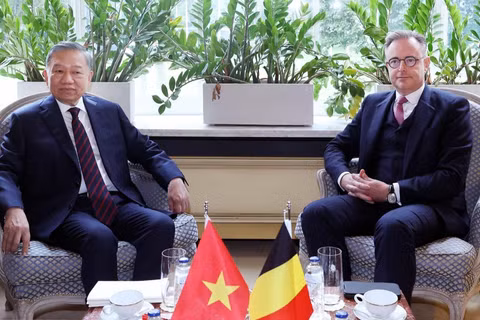 Tổng Bí thư, Chủ tịch nước Tô Lâm gặp hẹp Thủ tướng Bỉ Bart De Wever. (Ảnh: Thống Nhất/TTXVN)