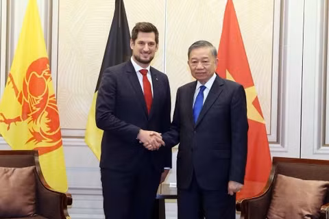 Tổng bí thư, Chủ tịch nước Tô Lâm tiếp Bộ trưởng - Thủ hiến vùng Wallonie. Ảnh: TTXVN.