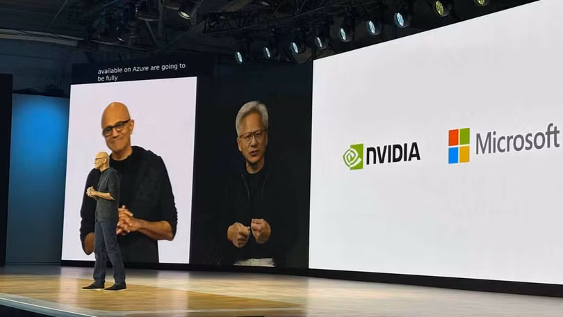 Giám đốc điều hành Microsoft, Satya Nadella, phát biểu tại hội nghị nhà phát triển Build thường niên của công ty vào ngày 2 tháng 6. Ảnh: Nikkei Asia.