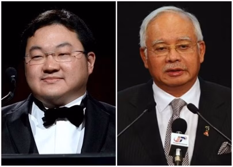 Cựu Thủ tướng Malaysia Najib Razak (phải) và thương gia Jho Low - hai nhân vật chính của vụ đại án 1MDB.