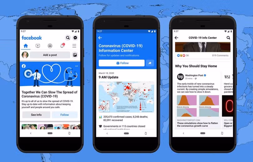 Giao diện trung tâm thông tin COVID-19 trên ứng dụng Facebook. (Nguồn: Facebook)