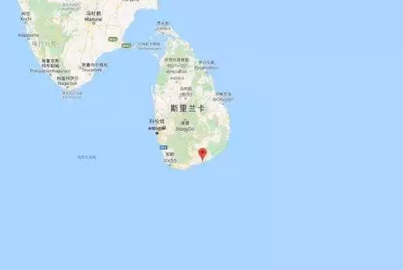 Vị trí của cảng nước sâu Hambantota trên bản đồ Sri Lanka.