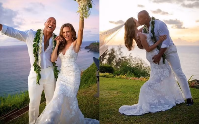 Hôm qua, Dwayne 'The Rock' Johnson đã công bố trên Instagram đám cưới bí mật của mình với ca sỹ Lauren Hashian ở Hawaii (Mỹ). Ảnh: Instagram Hôm qua, Dwayne 'The Rock' Johnson đã công bố trên Instagram đám cưới bí mật của mình với ca sỹ Lauren Hashian ở Hawaii (Mỹ). Ảnh: Instagram