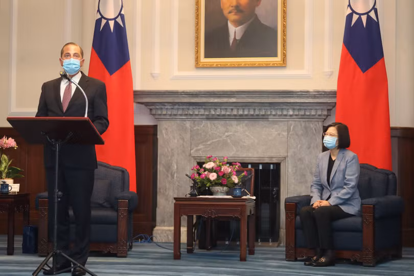 Ngày 10/8, bà Thái Anh Văn tiếp Bộ trưởng Y tế Mỹ Alex Azar - quan chức chính phủ Mỹ cấp cao nhất đến thăm Đài Loan kể từ năm 1979 (Ảnh: CNA). Ngày 10/8, bà Thái Anh Văn tiếp Bộ trưởng Y tế Mỹ Alex Azar - quan chức chính phủ Mỹ cấp cao nhất đến thăm Đài Loan kể từ năm 1979 (Ảnh: CNA).