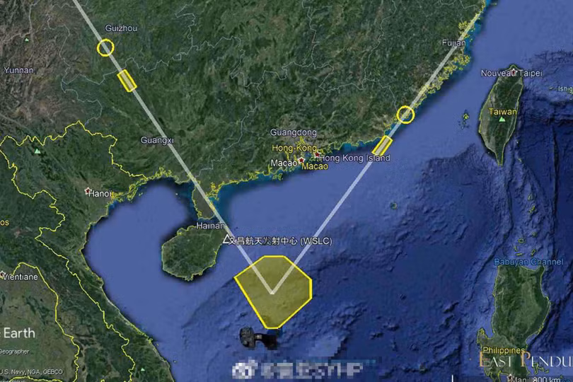 Sơ đồ vụ PLA phóng tên lửa đạn đạo tới Biển Đông sáng 26/8 (Ảnh: East Pendulum). Sơ đồ vụ PLA phóng tên lửa đạn đạo tới Biển Đông sáng 26/8 (Ảnh: East Pendulum).