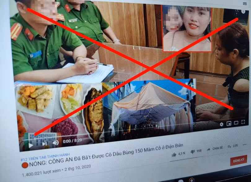 Video sử dụng tiêu đề và ảnh sai thông tin nhằm thu hút lượt xem. Ảnh: Đoạn Lãng.