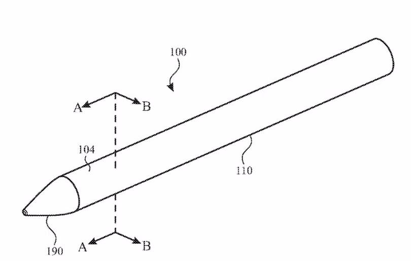 Hình ảnh mô tả Apple Pencil theo bằng sáng chế mới của Apple. Ảnh: Phone Arena Ảnh: Phone Arena