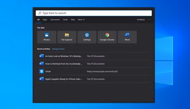 Thanh tìm kiếm mới trên Windows 10 Thanh tìm kiếm mới trên Windows 10