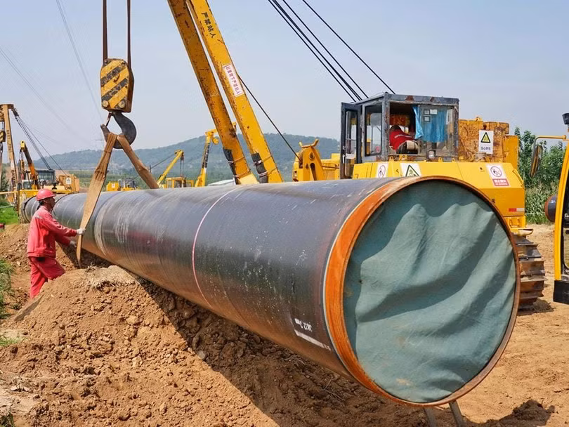 Tuyến đường ống dẫn khí đốt Nga - Trung từ Siberi tới Thượng Hải đang được xây dựng sẽ hoàn thành vào năm 2024. Ảnh: Đa Chiều