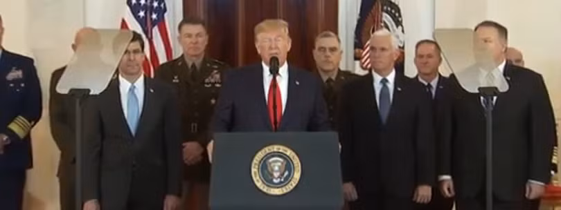 Ông Trump nói tại Nhà Trắng trưa 8/1: không có binh sĩ Mỹ nào thương vong trong cuộc tấn công của Iran (Ảnh: Guancha)