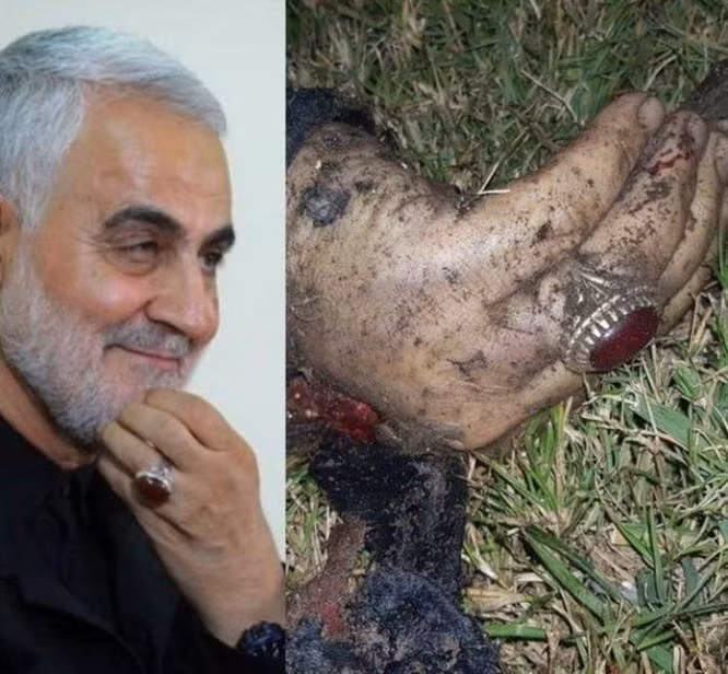 Thi thể ông Soleimani được nhận dạng nhờ chiếc nhẫn đeo trên ngón tay. (Ảnh: creaders.net) Thi thể ông Soleimani được nhận dạng nhờ chiếc nhẫn đeo trên ngón tay. (Ảnh: creaders.net)