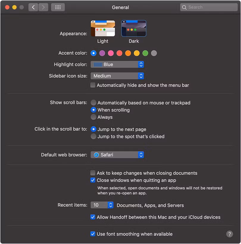 Chuyển sang Dark Mode trên Mac