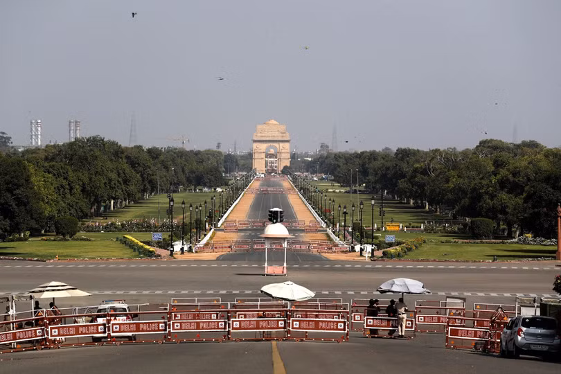 Đại lộ trước "India Gate" ở thủ đô New Delhi bị phong tỏa từ ngày 22/3 (Ảnh: AP). Đại lộ trước "India Gate" ở thủ đô New Delhi bị phong tỏa từ ngày 22/3 (Ảnh: AP).