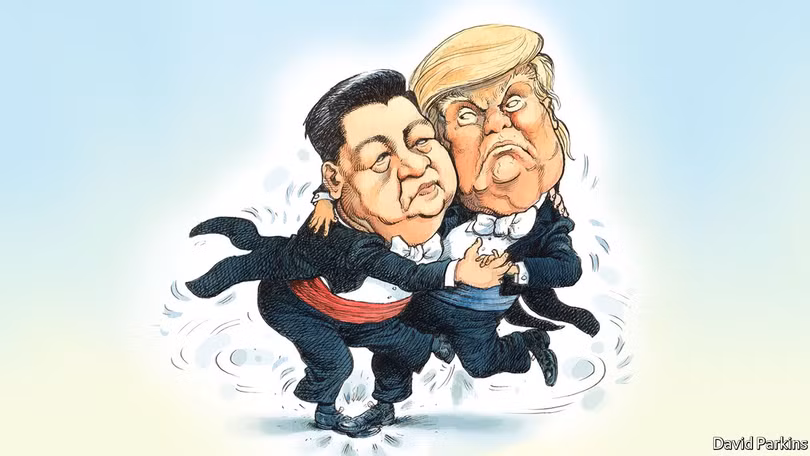 Cuộc đấu giữa "Nước Mỹ trên hết" của ông Trump và "Giấc mơ Trung Hoa" của Tập Cận Bình. Ảnh: The Economist Cuộc đấu giữa "Nước Mỹ trên hết" của ông Trump và "Giấc mơ Trung Hoa" của Tập Cận Bình. Ảnh: The Economist