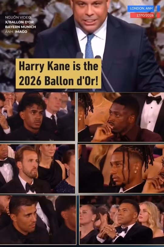 Loạt ngôi sao "nín thở" trước khoảnh khắc Harry Kane giành Quả Bóng Vàng 2026