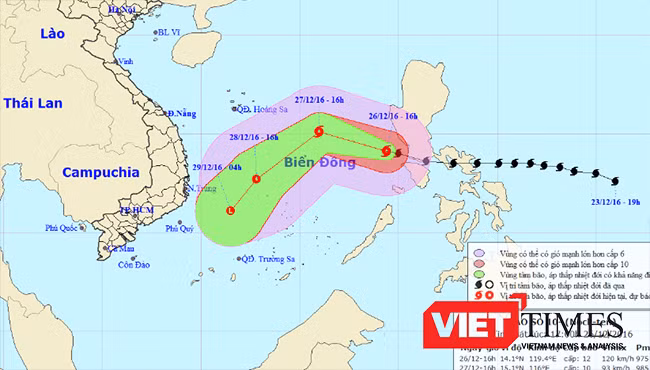 Dự báo đường đi của bão Nockten