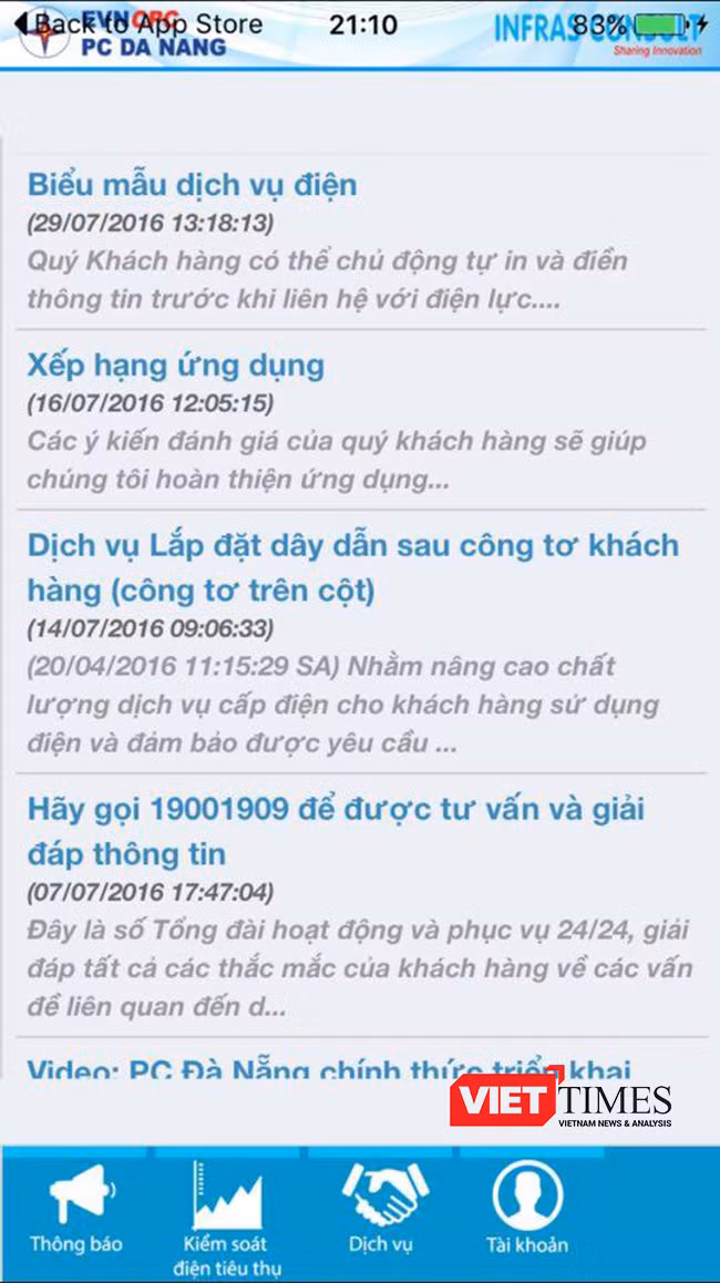Đà Nẵng, điện lực, ứng dụng, theo dõi, tiền điện, di động, VietTimes