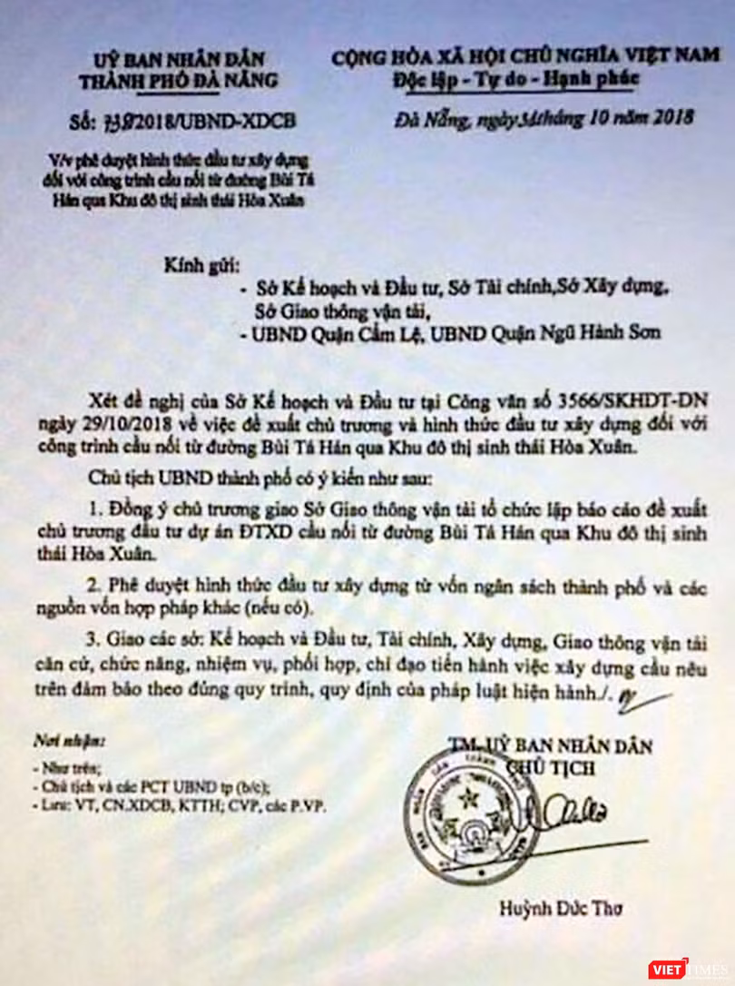 Đà Nẵng: Phát hiện văn bản giả chủ trương xây dựng cầu để thổi giá đất