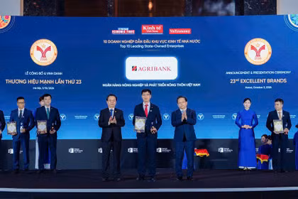 Agribank được vinh danh Top 10 Thương hiệu Doanh nghiệp Dẫn đầu Khu vực Kinh tế Nhà nước 2026