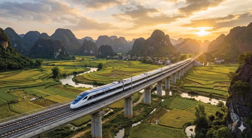 Đường sắt tốc độ cao Bắc - Nam. Ảnh AI