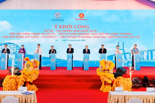 Lễ khởi công dự án trục không gian quốc lộ 1A gắn với chỉnh trang và tái thiết đô thị Ảnh: Vingroup