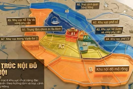 Định hướng cấu trúc đô thị nội đô theo Đồ án quy hoạch tổng thể thủ đô tầm nhìn 100 năm. Nguồn: UBND TP Hà Nội.