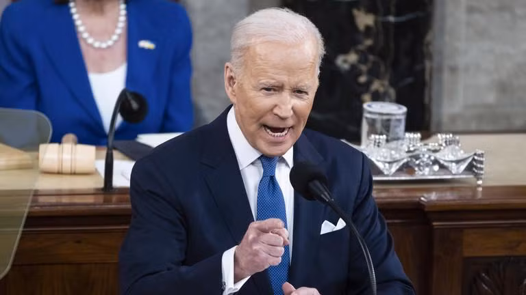 Tổng thống Mỹ Joe Biden trong Thông điệp liên bang phát đi vào ngày 1/3 (Ảnh: AP)