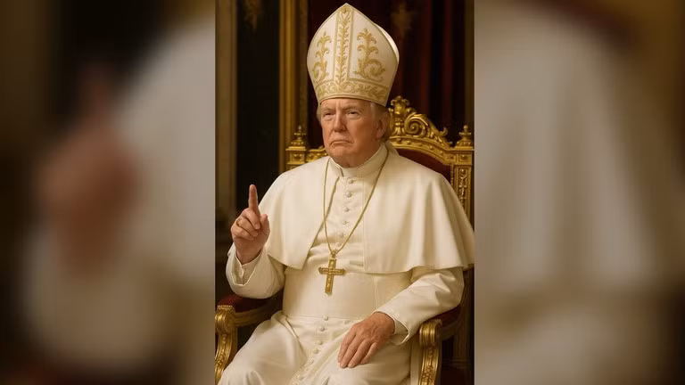 Bức ảnh AI mô tả ông Trump trong bộ trang phục truyền thống của Giáo hoàng. Ảnh: Getty.