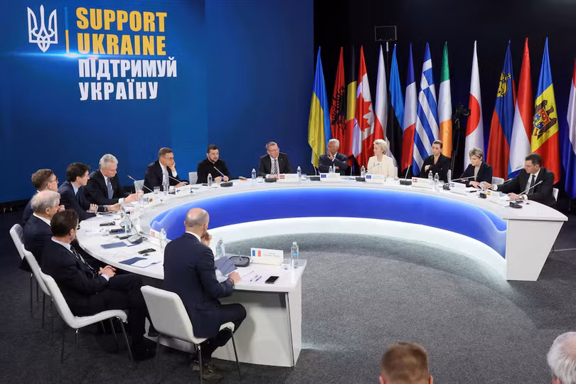 Hội nghị các nhà lãnh đạo châu Âu về Ukraine được tổ chức trong hôm 24/2. Ảnh: Reuters.