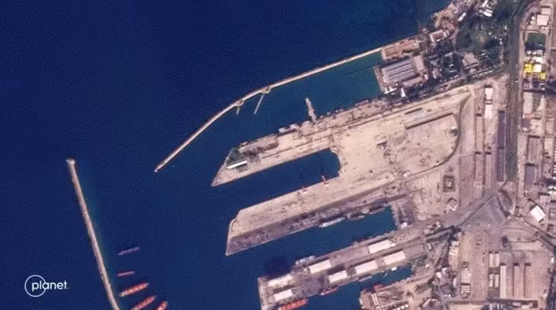 Hình ảnh tại cảng quân sự của Syria được vệ tinh chụp lại. Ảnh: Planet Labs.