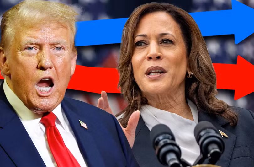 Hai ứng viên Donald Trump và Kamala Harris đang có cuộc đua sát nút (Ảnh: Independent)