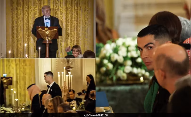 Siêu sao bóng đá Cristiano Ronaldo cùng nhiều nhân vật nổi tiếng được mời tham dự dạ tiệc của Tổng thống Mỹ Donald Trump tại Nhà Trắng tối 18/11. Ảnh: NDTV.