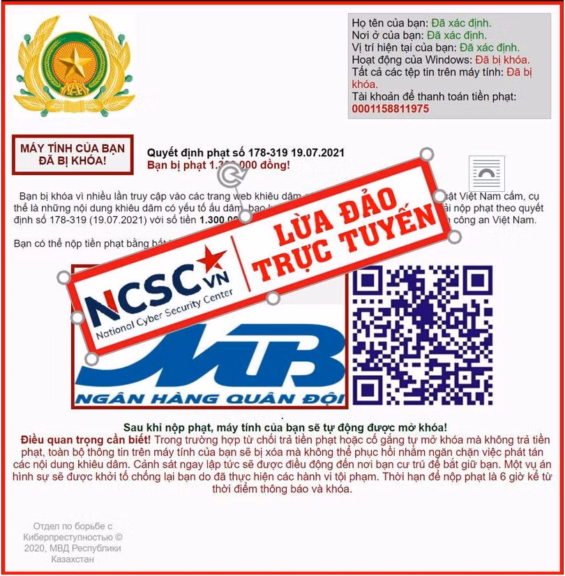 Các thông tin giả mạo bị gắn nhãn. Ảnh: NCSC. Các thông tin giả mạo bị gắn nhãn. Ảnh: NCSC.