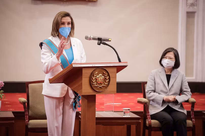 Chủ tịch Hạ viện Mỹ Nancy Pelosi và lãnh đạo Đài Loan Thái Anh Văn tại Đài Bắc ngày 3/8 (Ảnh: Getty) Chủ tịch Hạ viện Mỹ Nancy Pelosi và lãnh đạo Đài Loan Thái Anh Văn tại Đài Bắc ngày 3/8 (Ảnh: Getty)