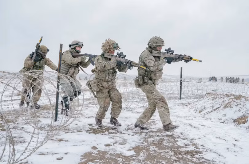 Binh lính Anh trong cuộc tập trận của NATO ở Romania vào tháng 2/2025. Ảnh: Getty.