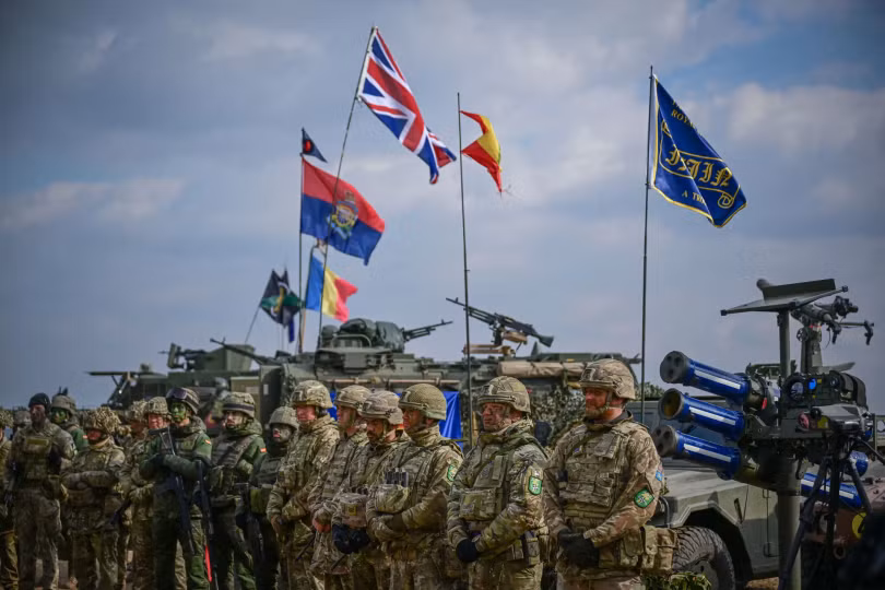 Lực lượng quân sự NATO tại Cuộc tập trận Steadfast Dart 2025 tại Khu huấn luyện Smardan ở Smardan, Romania ngày 19/2. Ảnh: AFP.