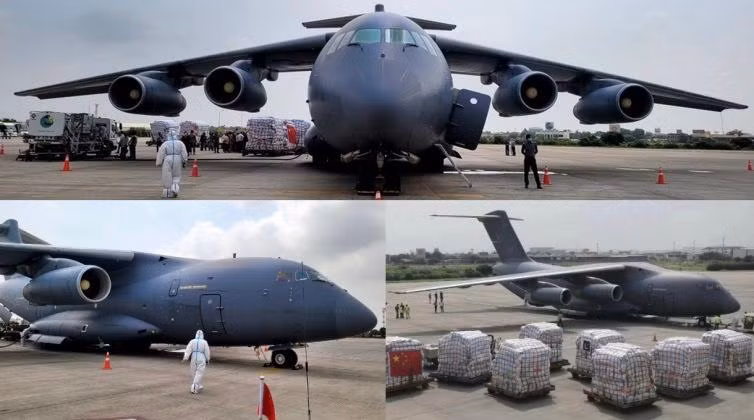 Máy bay Y-20 của Trung Quốc chuyển hàng viện trợ tới Karachi, Pakistan (ảnh: MW)